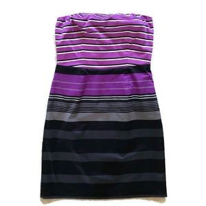The Limited Purple Striped Strapless Dress- 6 NWT